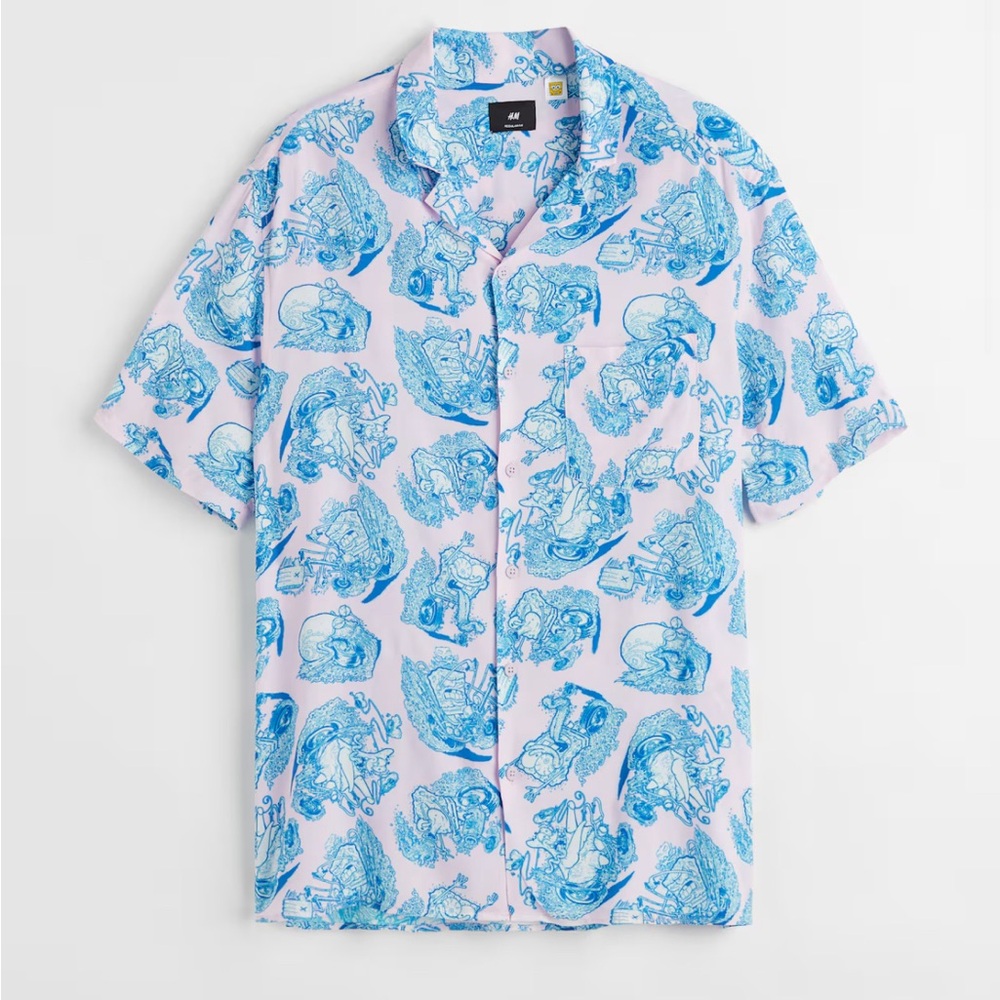5 for $25! Men’s H&M SpongeBob Button-down Collar Blue/Light Pink Size M.